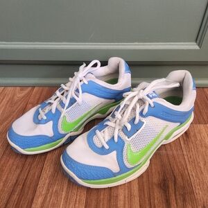 Nike Tennis Court Shoes, Size 8, White/Blue/Green, Pickleball and Tennis Shoes